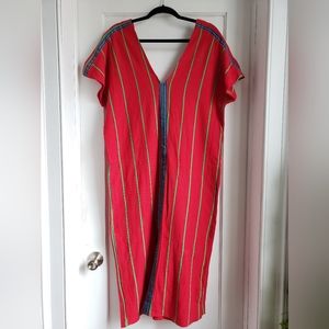 ZARA Trafaluc Cotton Dress, Red Striped Long Cotton Dress, Brand New. Size M